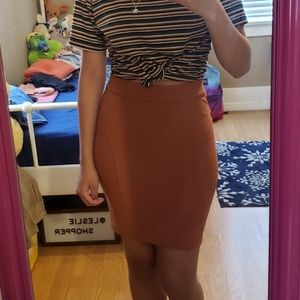 Burnt Orange Forever 21 Pencil Skirt